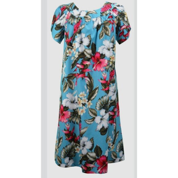 Tropical Floral Print Short Sleeve Dress - Picture 1 of 5